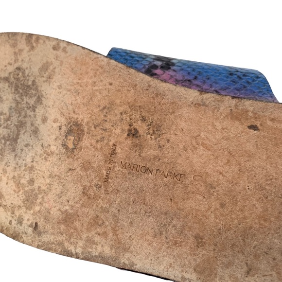 MARION PARKE CYRUS PYTHON PRINT BUCKLE SLIDE SANDALS - Picture 13 of 16